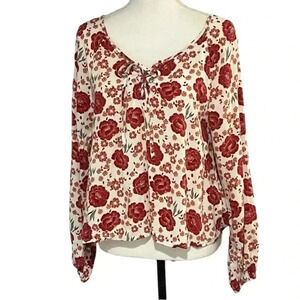 Hollister size L floral long sleeve crop blouse EUC
